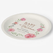 Baby in Bloom Blume Thema Kinderdusche individuell Pappteller (Schrägansicht)