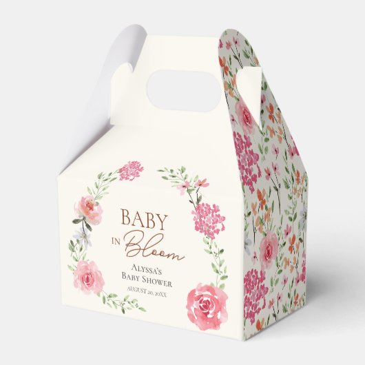 Baby in Bloom Blume Themed Boho Baby Dusche Geschenkschachtel (Rückseite)