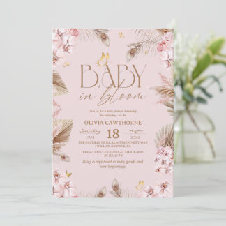 Baby in Bloom Blush Pink Baby Shower Einladung