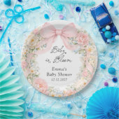 Baby in Bloom Blush Pink Bow Floral Baby Shower Pappteller (Party)
