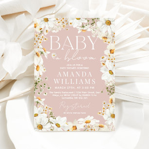 Baby in Bloom Blush Pink Daisy Baby Girl Dusche Einladung