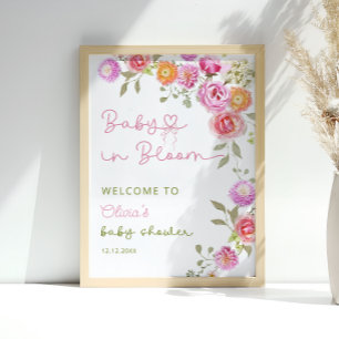 Baby in Bloom Blush Pink Girl Baby Dusche Willkomm Poster