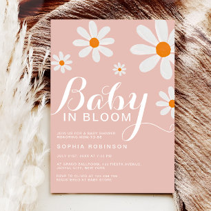 Baby in Bloom Blush Pink Girly Daisy Dusche Einladung