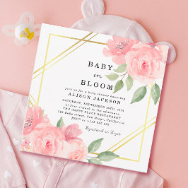 Baby in Bloom Blush Pink Gold Floral Baby Dusche Einladung