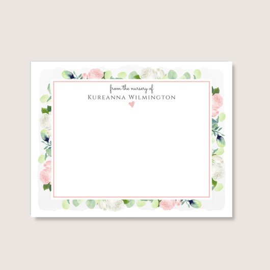 Baby in Bloom Blush Pink Roses New Baby Girl Dankeskarte