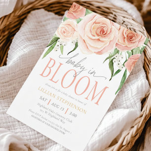 Baby In Bloom Blush Rosa Florales Mädchen Baby Sho Einladung