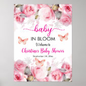 Baby in Bloom Blush Rose Kinderdusche Begrüßung Poster (Vorne)