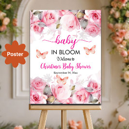 Baby in Bloom Blush Rose Kinderdusche Begrüßung Poster