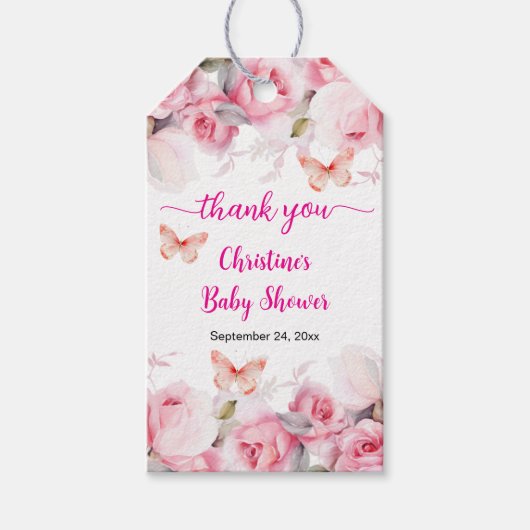 Baby in Bloom Blush Rose Kinderdusche Geschenkanhänger (Vorderseite)