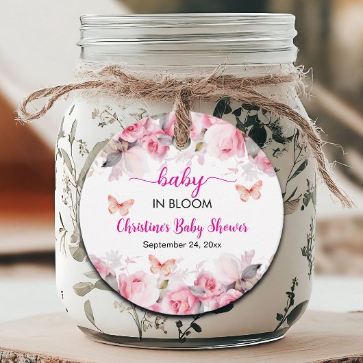 Baby in Bloom Blush Rose Kinderdusche Geschenkanhänger
