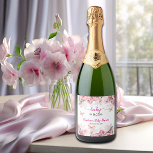 Baby in Bloom Blush Rose Kinderdusche Schaumweinetikett