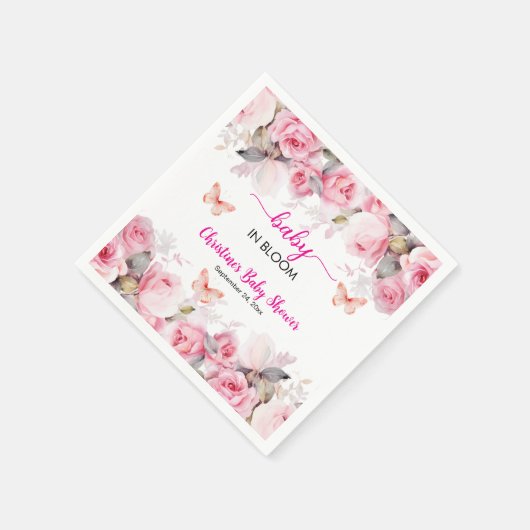 Baby in Bloom Blush Rose Kinderdusche Serviette (Ecke)