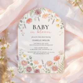 Baby In Bloom Blush Teal Spring Floral Shower Arch Einladung