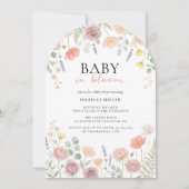 Baby In Bloom Blush Teal Spring Floral Shower Arch Einladung (Vorderseite)