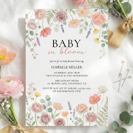 Baby In Bloom Blush & Teal Spring Floral Shower  Einladung
