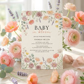 Baby In Bloom Blush & Teal Spring Floral Shower  Einladung