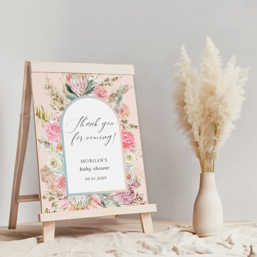 Baby in Bloom Bohemisch Babydusche Danke, dass Sie Poster
