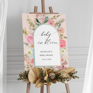 Baby in Bloom Bohemisch floral Baby Dusche einlade Poster