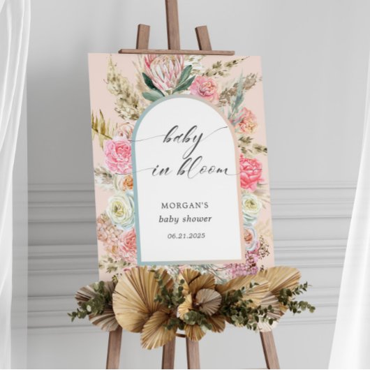 Baby in Bloom Bohemisch floral Baby Dusche einlade Poster