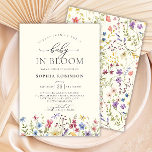 Baby in Bloom Bohemisch Wildblume Kinderdusche Einladung