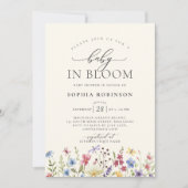 Baby in Bloom Bohemisch Wildblume Kinderdusche Einladung (Vorderseite)