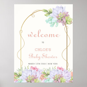 Baby in Bloom Boho Arch Cactus Baby Dusche Empfang Poster