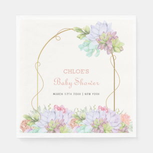 Baby in Bloom Boho Arch Cactus Baby Shower Serviette