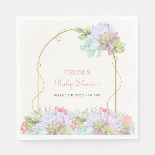 Baby in Bloom Boho Arch Cactus Baby Shower Serviette (Vorderseite)