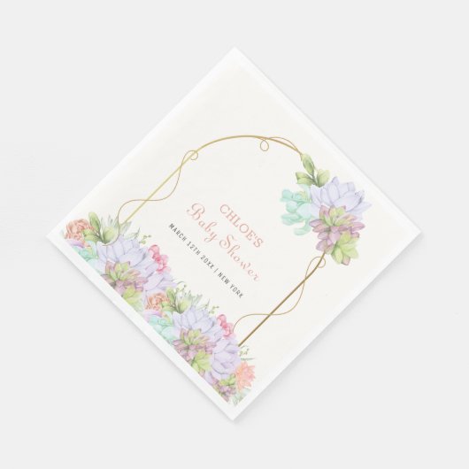 Baby in Bloom Boho Arch Cactus Baby Shower Serviette (Ecke)