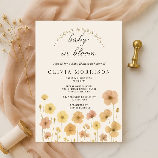 Baby In Bloom Boho Baby Shower Einladung