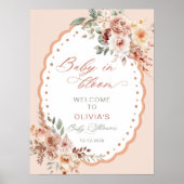 Baby in Bloom Boho Babydusche Willkommen Poster (Vorne)