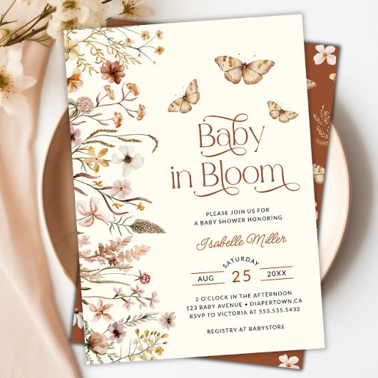 Baby in Bloom Boho BläserBaby-Dusche Einladung