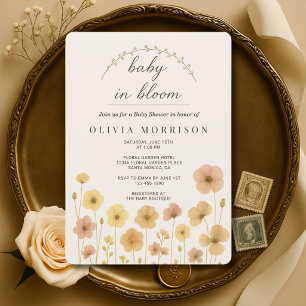 Baby In Bloom Boho Blumen-Baby-Party Einladung