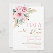 Baby in Bloom Boho Blush Pink Floral Baby Dusche Einladung (Vorderseite)