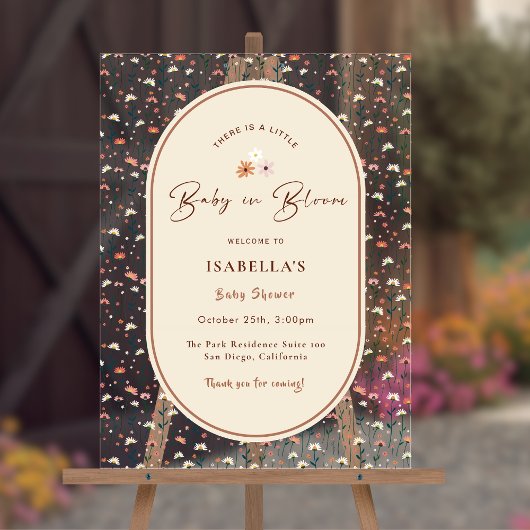 Baby in Bloom Boho Chic Blumengarten Party Dusche Acrylschild