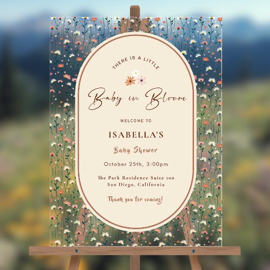 Baby in Bloom Boho Chic Blumengarten Party Dusche Acrylschild