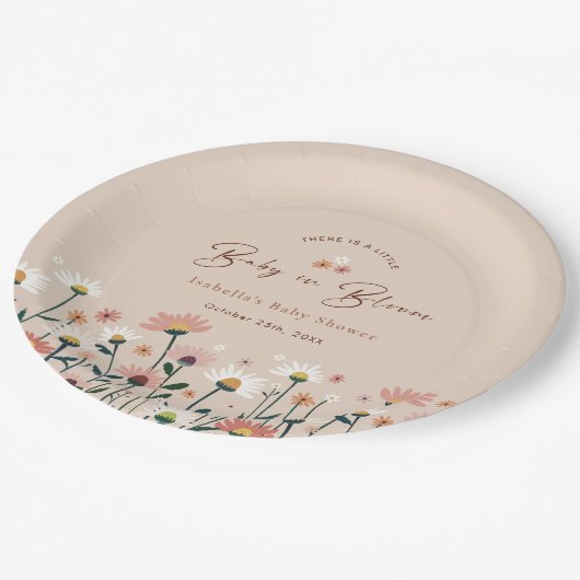 Baby in Bloom Boho Chic Blumengarten Party Dusche Pappteller (Schrägansicht)