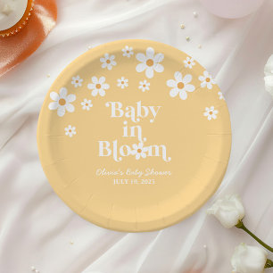 Baby in Bloom Boho-Daisy Gelbe Babyparty Pappteller