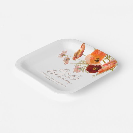 Baby in Bloom Boho Fall Floral Baby Dusche Custom Pappteller (Gewinkelt)