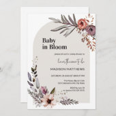 Baby in Bloom Boho Floral Baby Dusche Einladung (Vorne/Hinten)