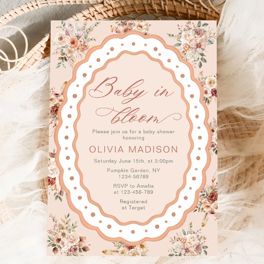 Baby in Bloom Boho Floral Baby Shower Einladung