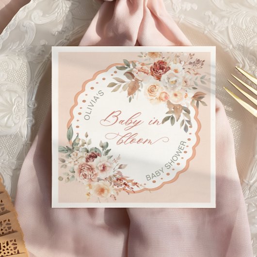 Baby in Bloom Boho Floral Baby Shower Napkins Serviette