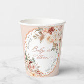 Baby in Bloom Boho Floral Baby Shower Pappbecher (Rückseite)