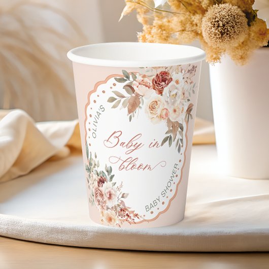 Baby in Bloom Boho Floral Baby Shower Pappbecher