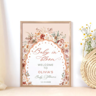 Baby in Bloom Boho Floral Baby Shower Willkommen Poster