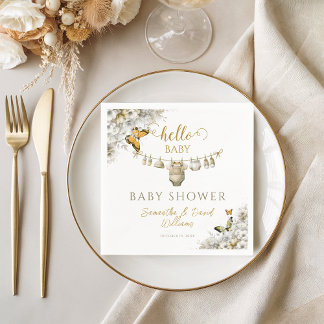 Baby in Bloom Boho Floral Butterfly Baby Shower Serviette