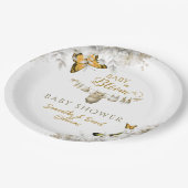 Baby in Bloom Boho Floral Butterfly Pappteller (Schrägansicht)