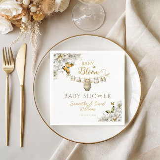 Baby in Bloom Boho Floral Butterfly Serviette