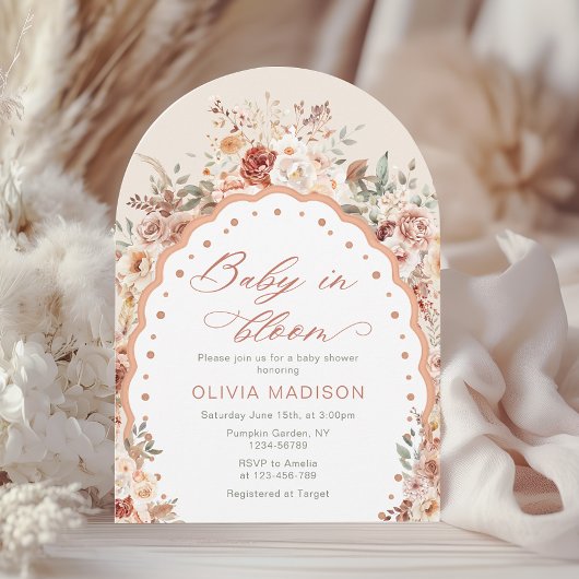 Baby in Bloom Boho Floral Neutral Baby Shower Einladung