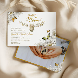 Baby in Bloom Boho Floral Photo Baby Shower Einladung